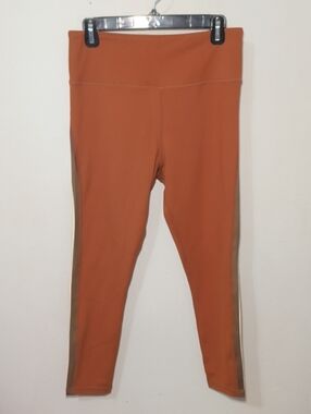 Zyia Active Joplin Stripe Light n Tight Hi-Rise Leggings Burnt Orange Size 12